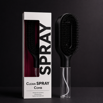 Cepillo 2 en 1 con spray integrado que desenreda, hidrata y masajea tu cabello fácilmente.