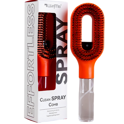 Cepillo 2 en 1 con spray integrado que desenreda, hidrata y masajea tu cabello fácilmente.